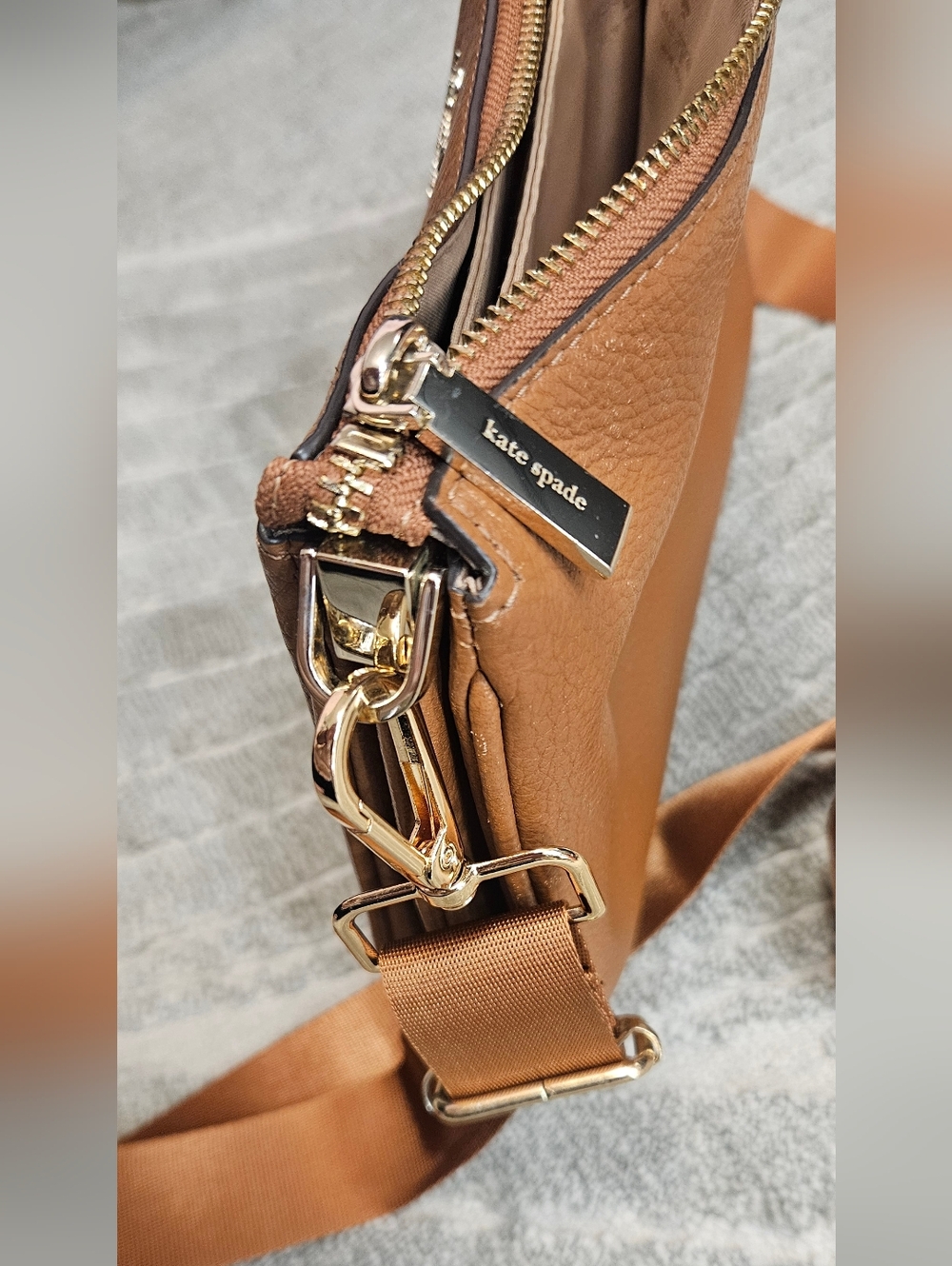 Kate Spade Leila Crossbody Pebbled Leather Shoulder Bag Gingerbread - Picture 7 of 7